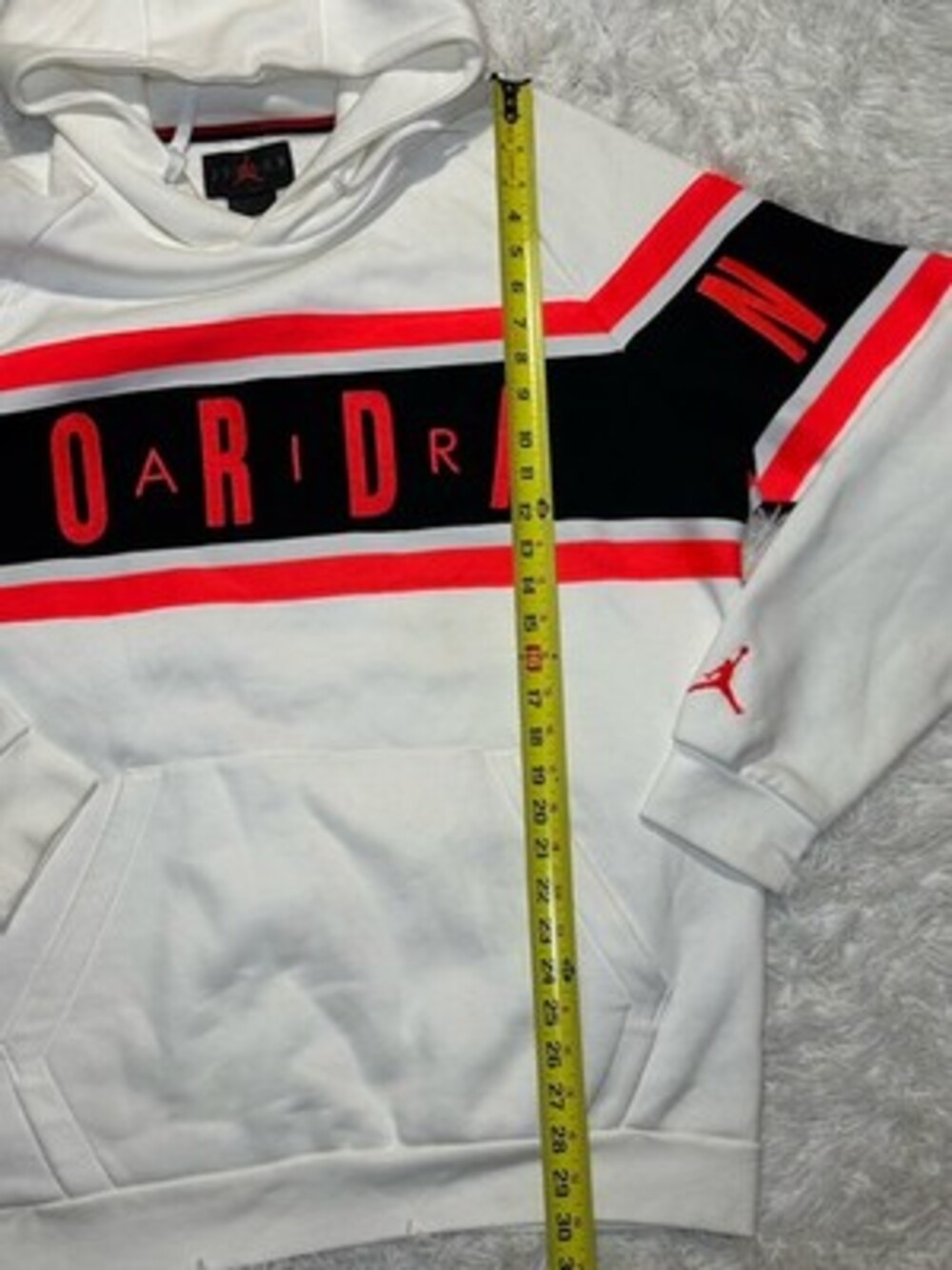 Nike Air Jordan Jumpman DNA Hoodie White Infrared Fleece Pullover Size XL - Picture 4 of 7